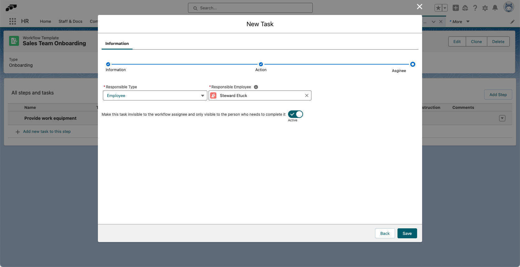 Assign a person responsible for the task