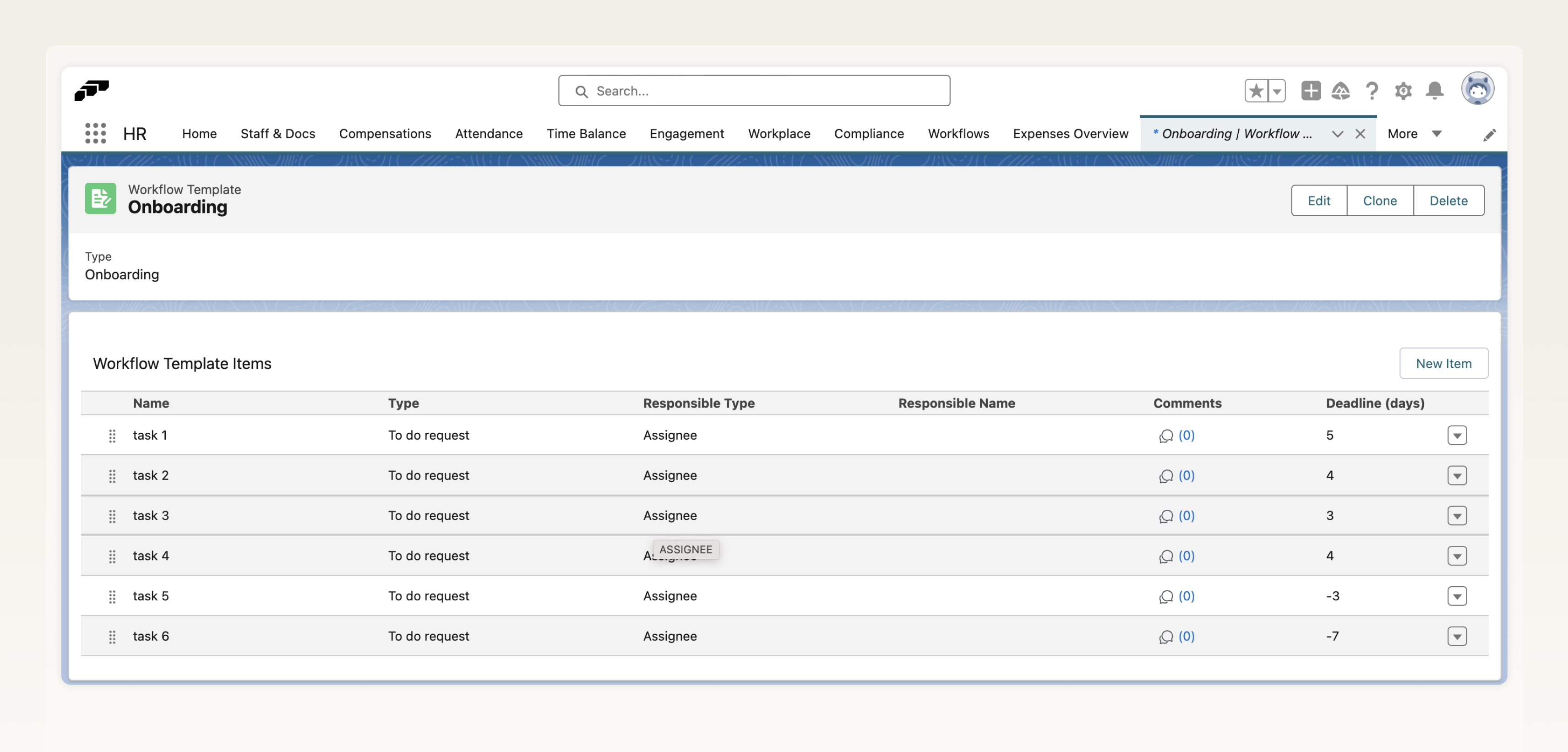 An example of the old workflow structure