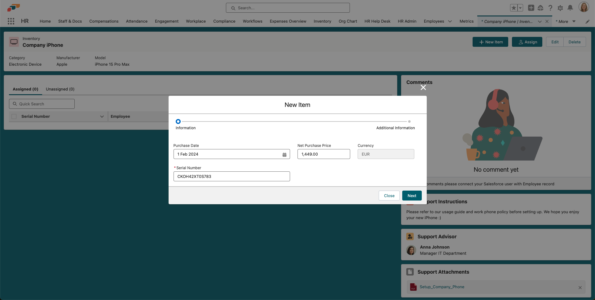 Assigning inventory items in flair