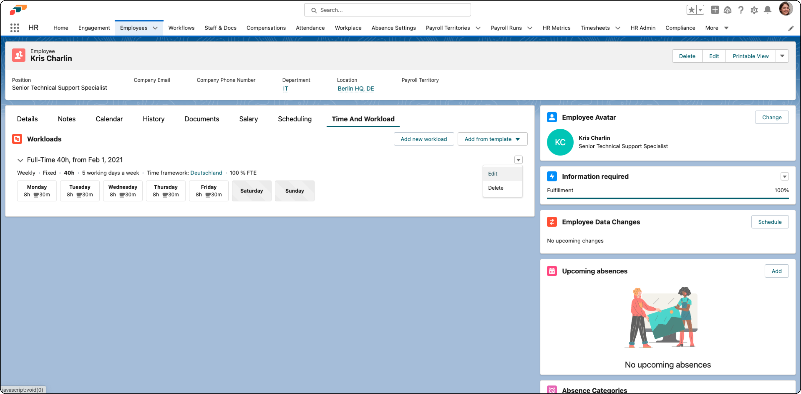Set workload end date