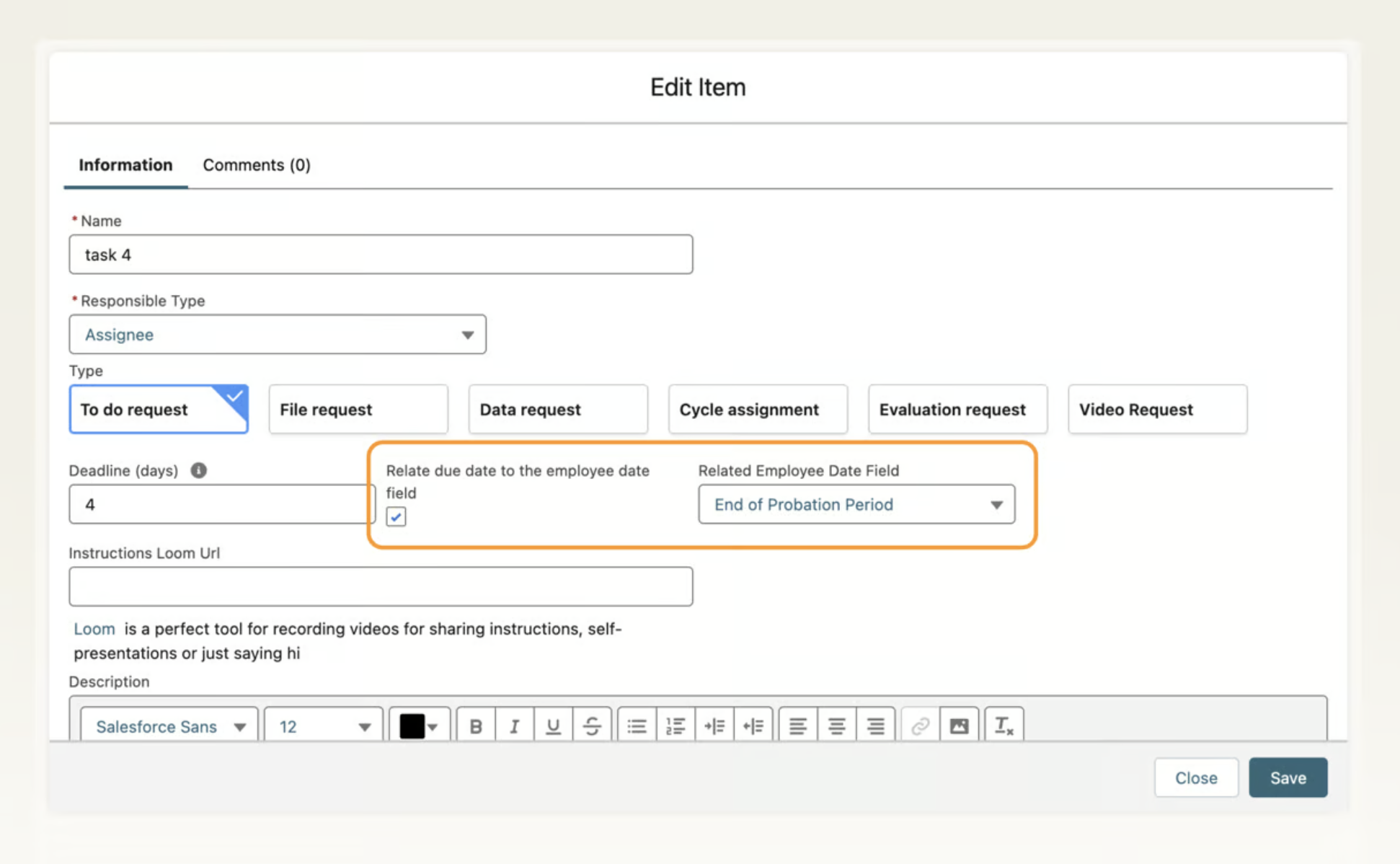 Changes to task start dates and deadlines